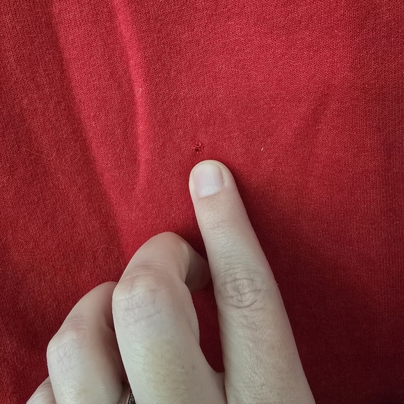 Vtg Handmade Upcycled Red Sweatshirt DENIM Hip Hop Jean Pockets XL - Picture 12 of 16